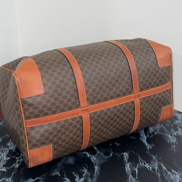 Celine | Brown Macadam Triomphe Canvas Travel Overnight Duffle Bag AUTHENTIC - Picture 7 of 16